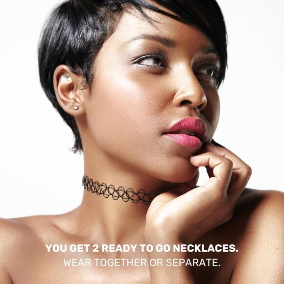 Tattoo Choker Necklace Plastic 18 Inch Stretchy 90s Y2K Rainbow Butterfly - Picture 5 of 9